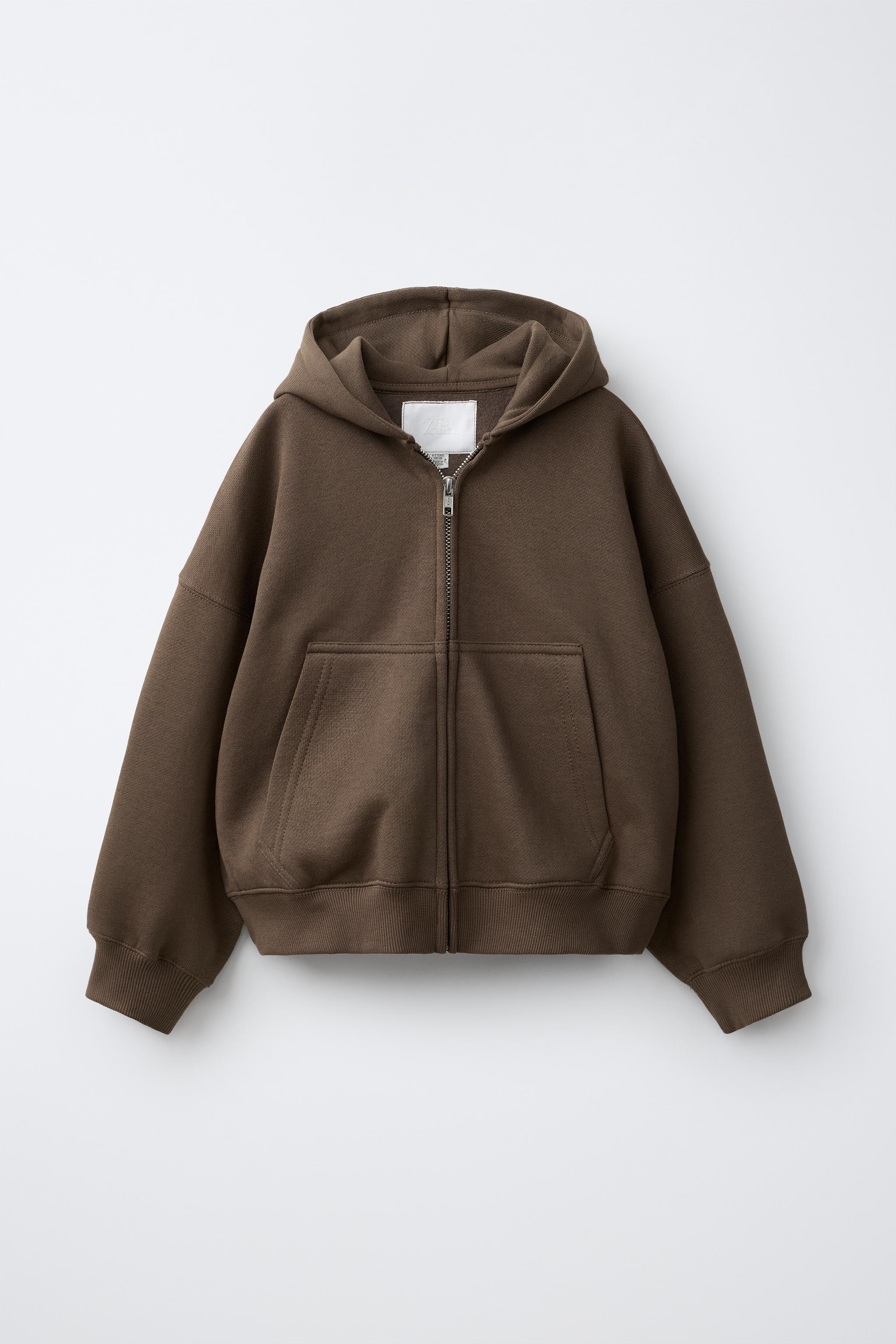 FLEECE ZIP SWEATSHIRT — Brown