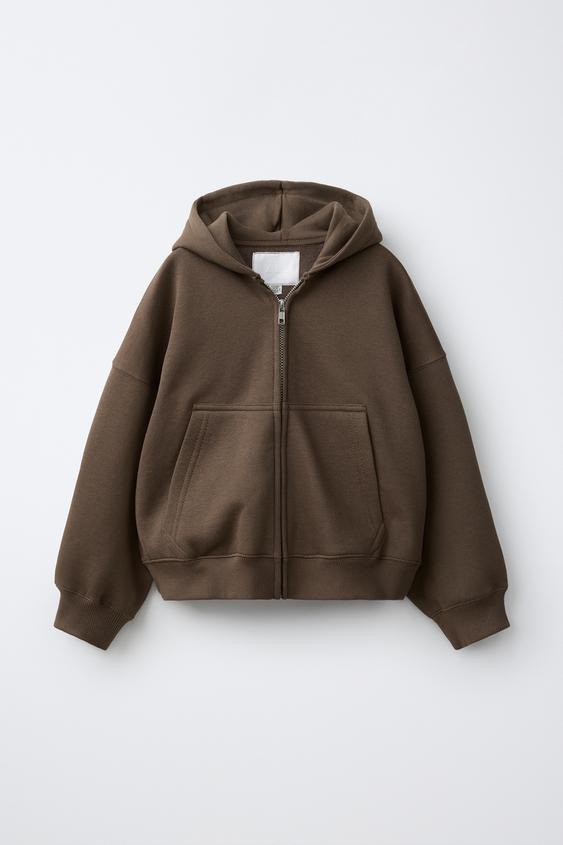 ZIP-UP PLUSH HOODIE - Brown de Zara - Imagen 0