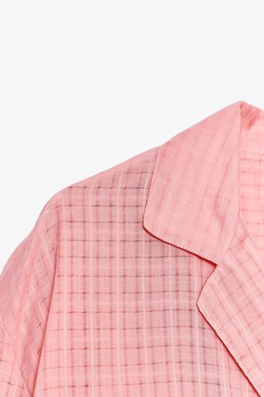 CHEMISE PYJAMA À CARREAUX ZW COLLECTION - Rose de Zara - Image 8