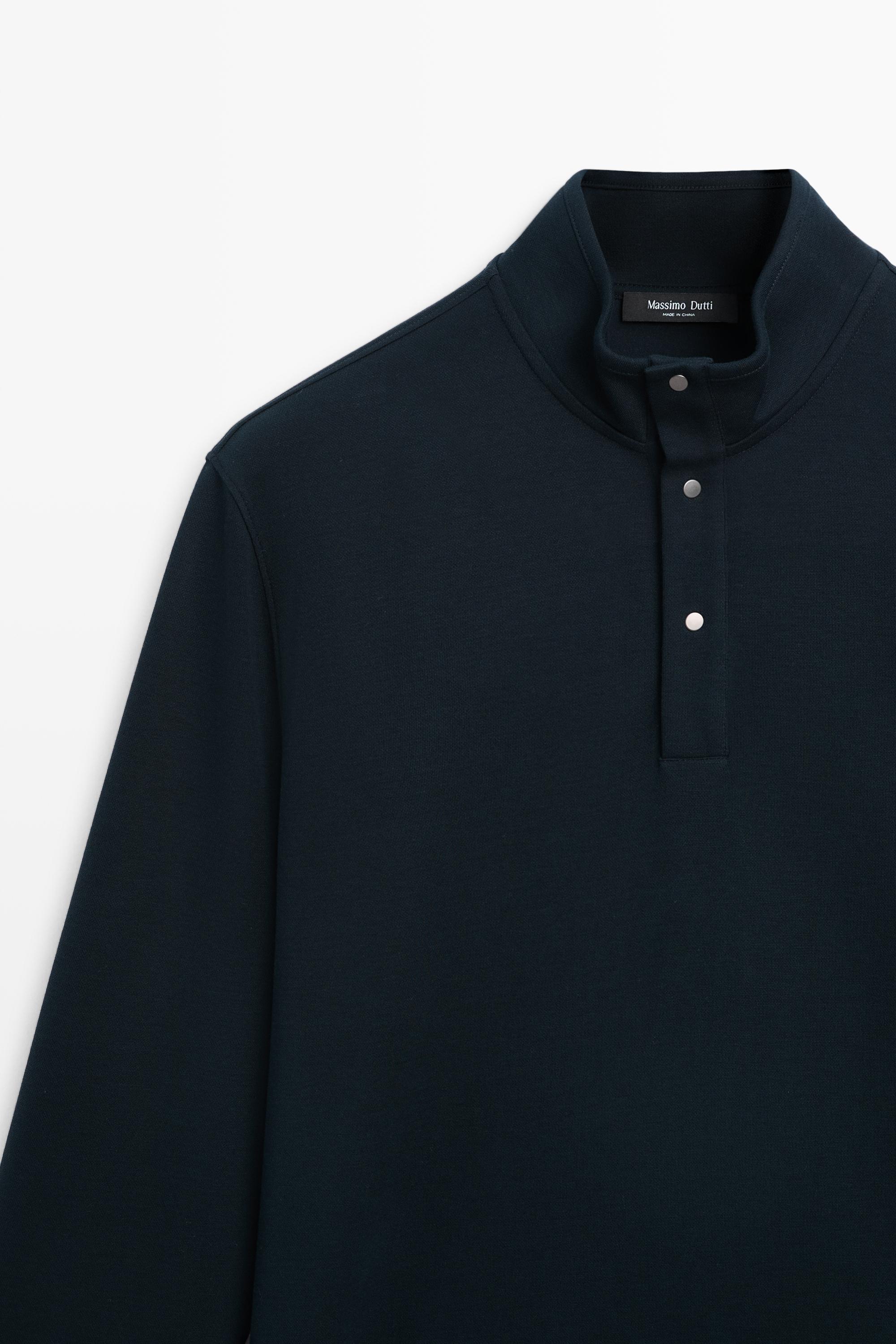 Cotton and Silk Blend Polo Sweater