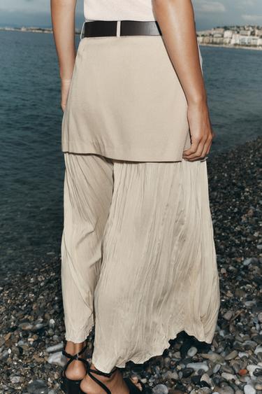 JUPE MIDI COMBINÉE CEINTURE - Beige clair de Zara - Image 4