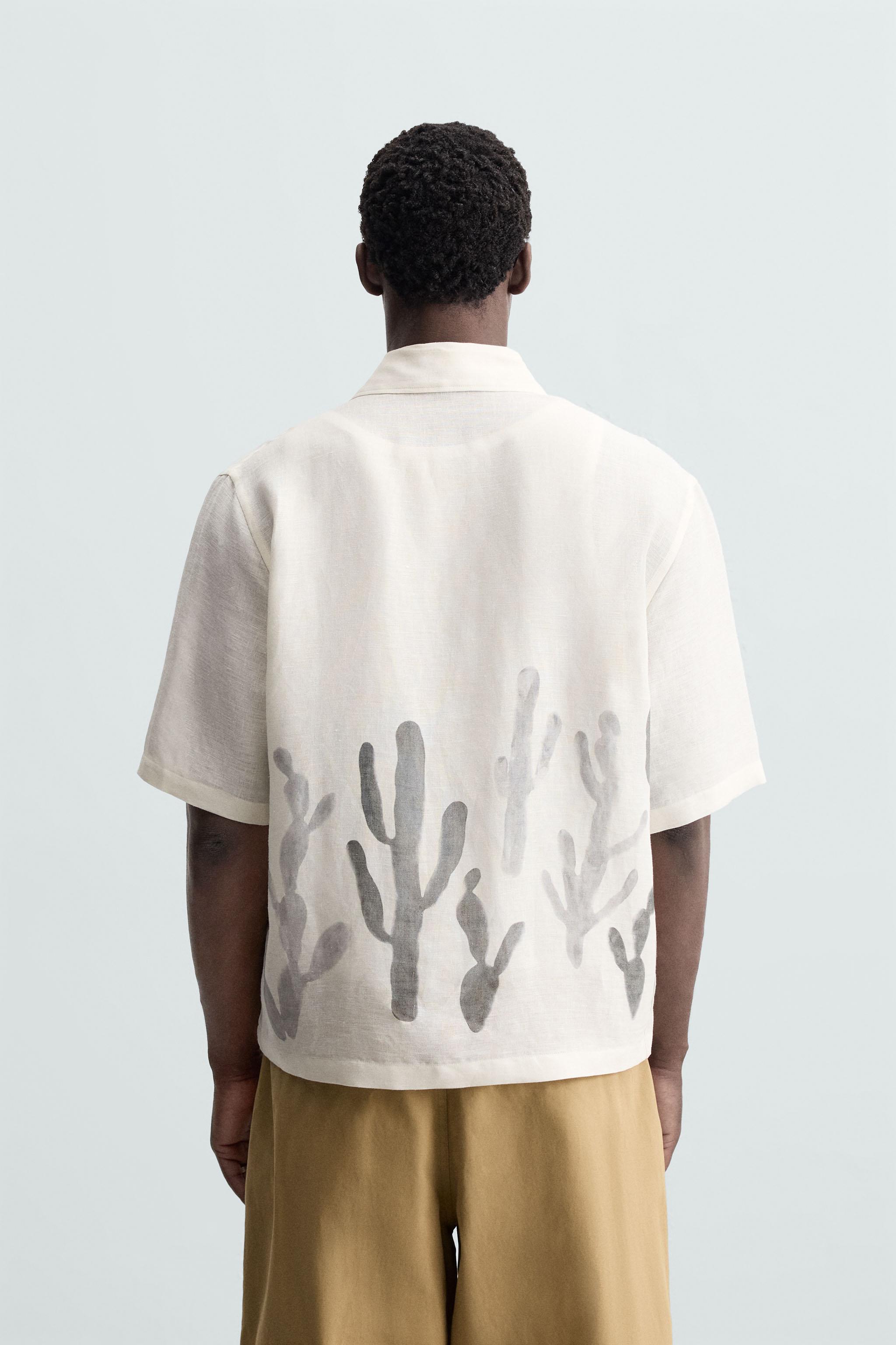 LINEN-VISCOSE CACTUS SHIRT - White | ZARA South Africa