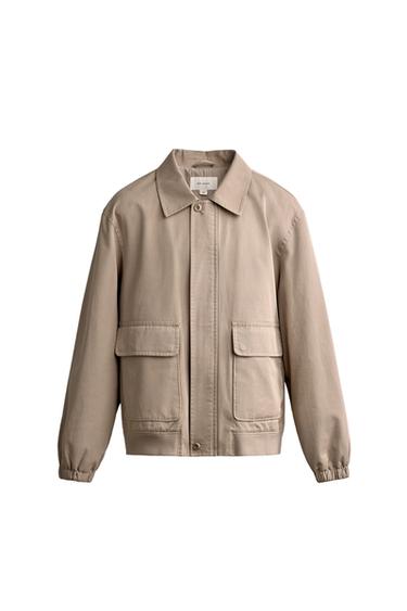 BLOUSON REGULAR FIT EN COTON - Gris taupe de Zara