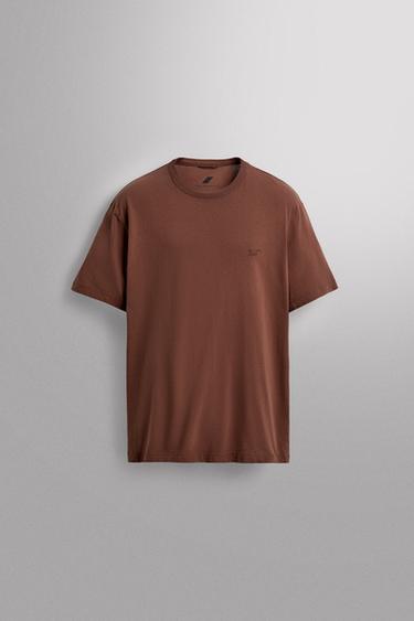 HEAVYWEIGHT T-SHIRT MED BRODERI - mørk rød fra Zara