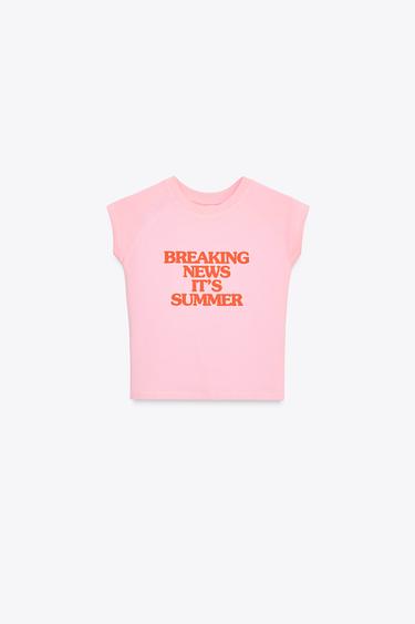 T-SHIRT WITH SLOGAN - Pink by Zara - Image 4