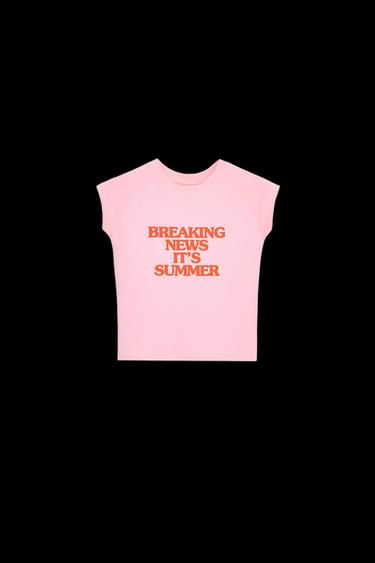 CAMISETA TEXTO - Rosa de Zara - Imagen 0
