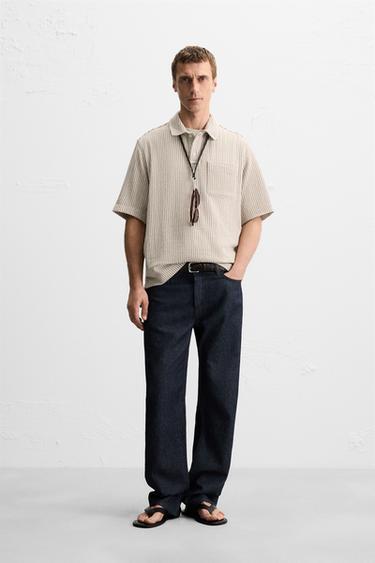 TEXTURED POLO SHIRT - Brown by Zara - Image 0