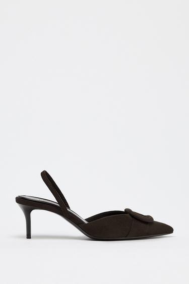 Zara SLINGBACK APPLIQUÉ HEELS - Brown - Image 0