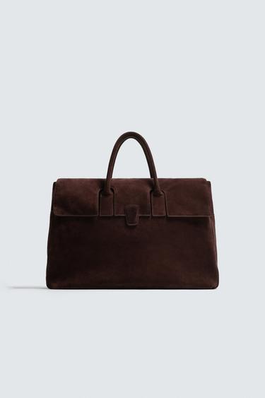 КОЖАНАЯ СУМКА — Бордово-красный от Zara