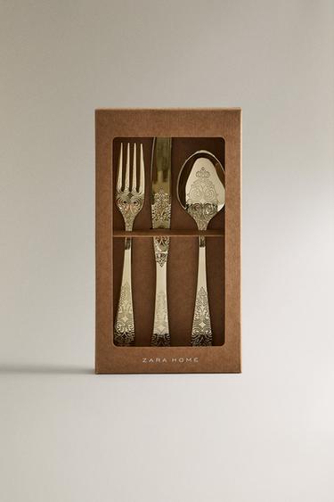 CUTLERY SET WITH EMBOSSED PIECES - Cava by Zara - Image 4