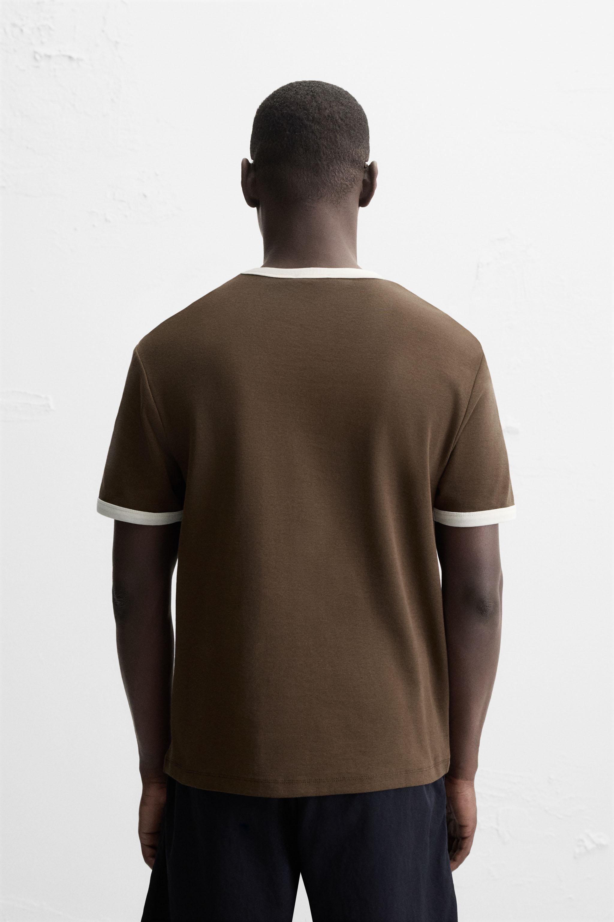 BASIC CONTRAST RIBBED T-SHIRT