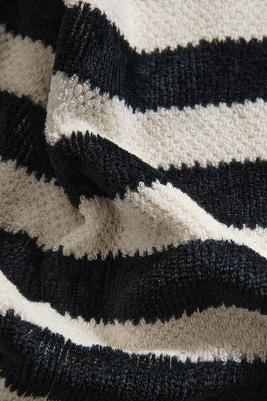 SERVIETTE DE BAIN VELOURS TEXTURÉE - Noir de Zara