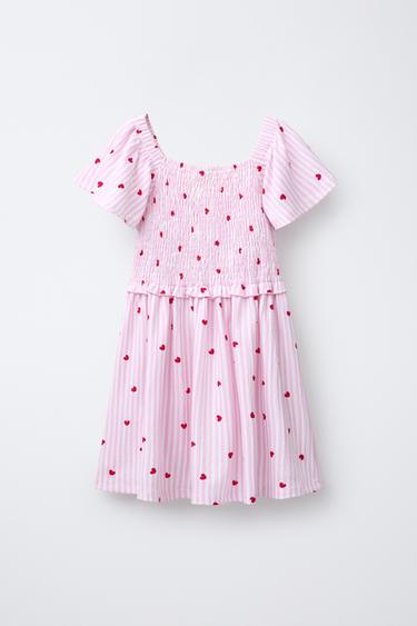 ROBE IMPRIMÉE RAYURES ET CŒURS - Rose de Zara - Image 1