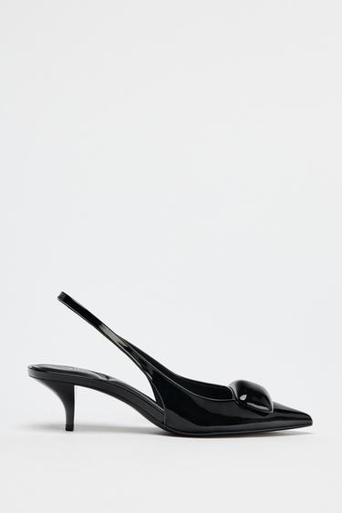 SLINGBACKS WITH HEEL DETAIL - Black by Zara