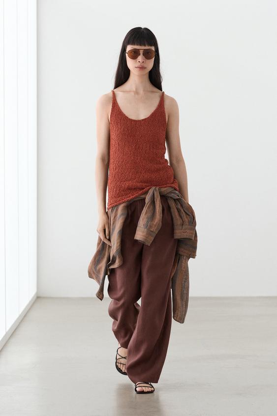Textured cotton blend strappy top from Zara - $90