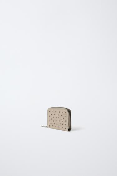 LEATHER STUDDED WALLET — Gray 2