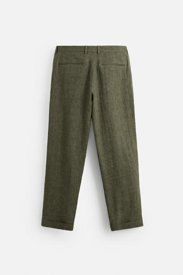 PANTALON DE COSTUME 100 % LIN - Kaki foncé de Zara - Image 6