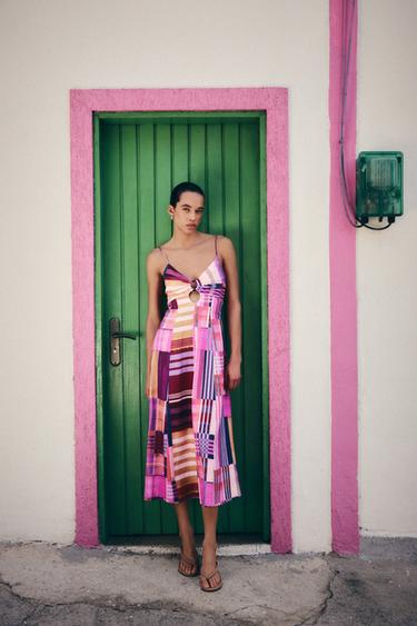 PRINTED LINEN BLEND DRESS - Multicoloured by Zara