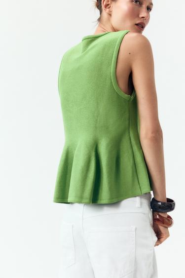 KNIT PEPLUM TOP - Light green by Zara - Image 2