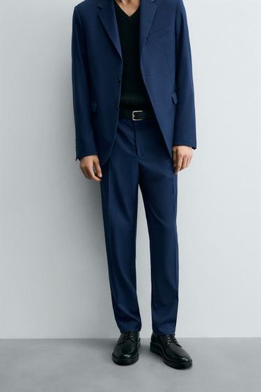 PANTALÓN TRAJE ESTRUCTURA - Azul tinta de Zara