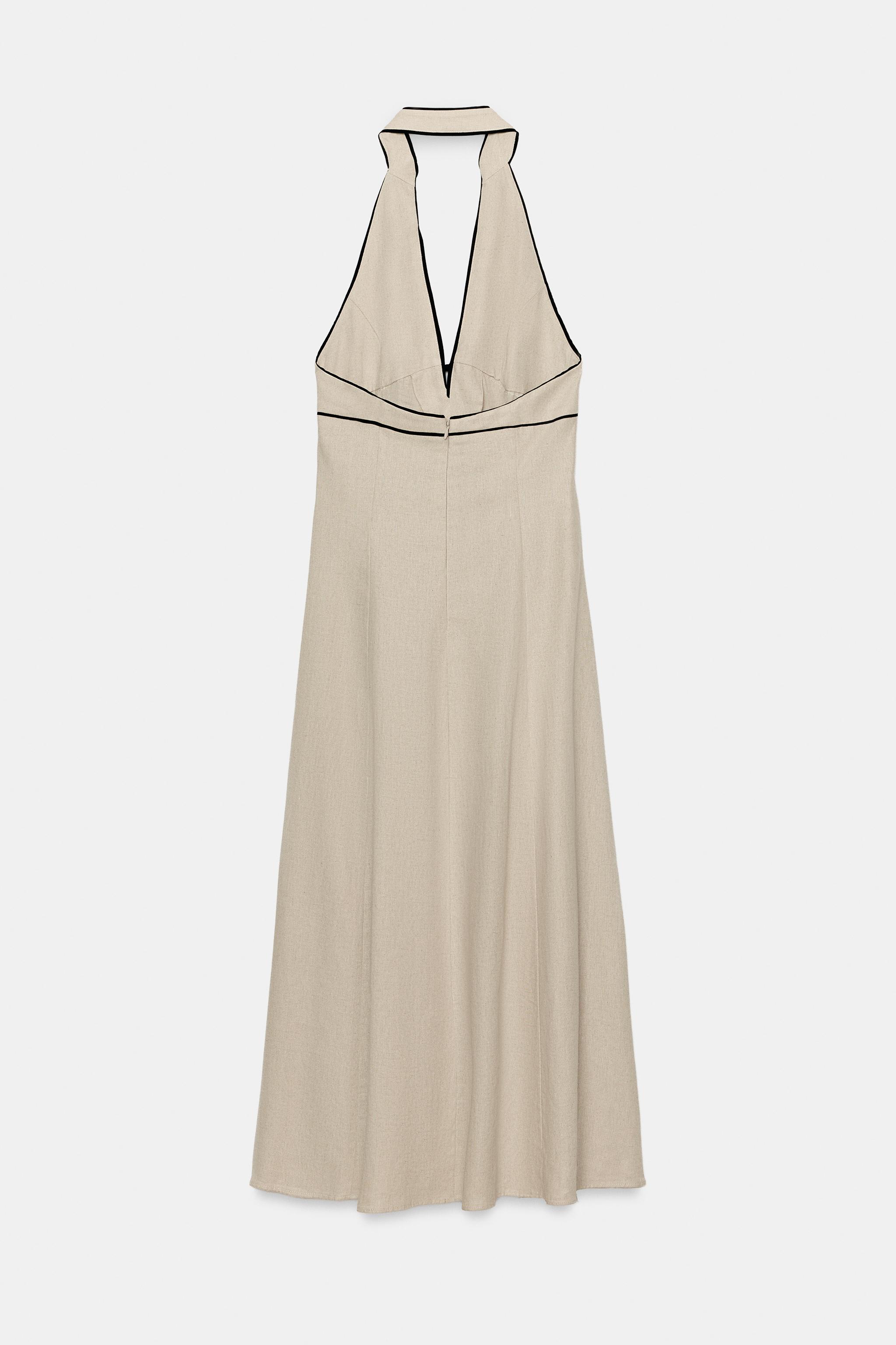 LINEN CONTRAST TRIM DRESS