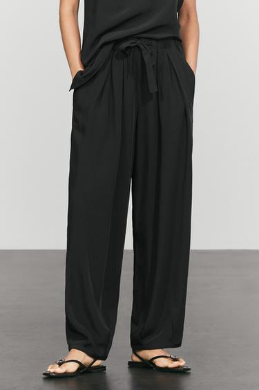 Flowing pants with tie-waist — Black 2