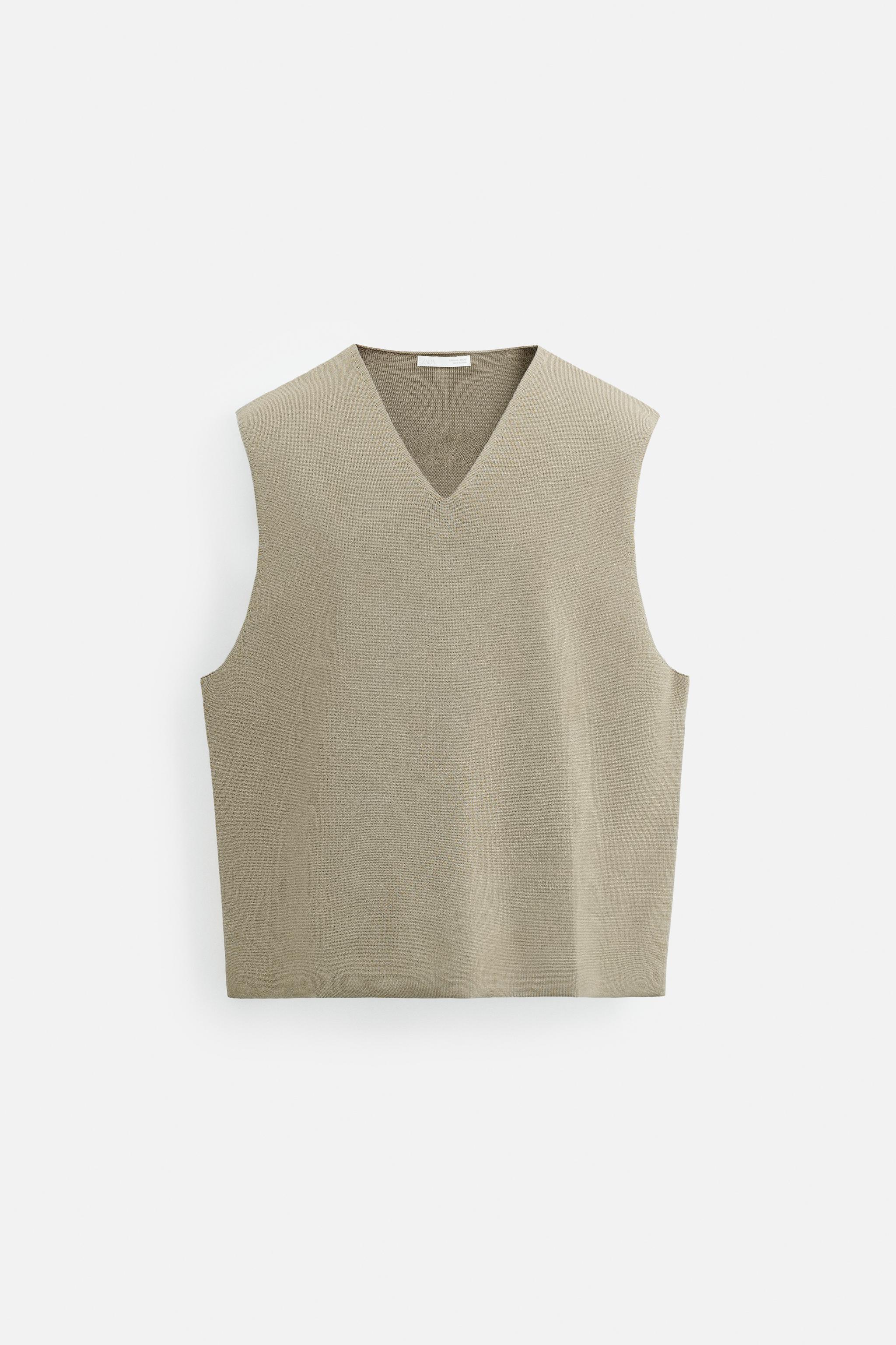 RELAXED FIT KNIT VEST - Khaki | ZARA United States