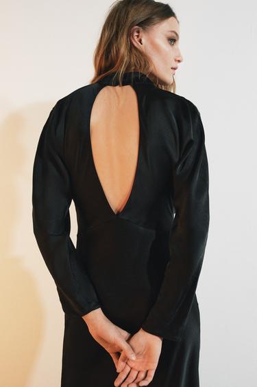 DRAPED SATIN DRESS - Black by Zara - Image 3