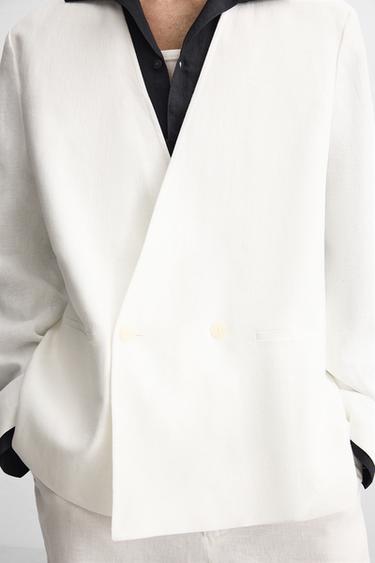 100% LINEN SUIT BLAZER - White de Zara - Image 6