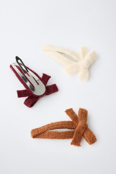 3-PACK OF BOW HAIR CLIPS — taupe brown 2