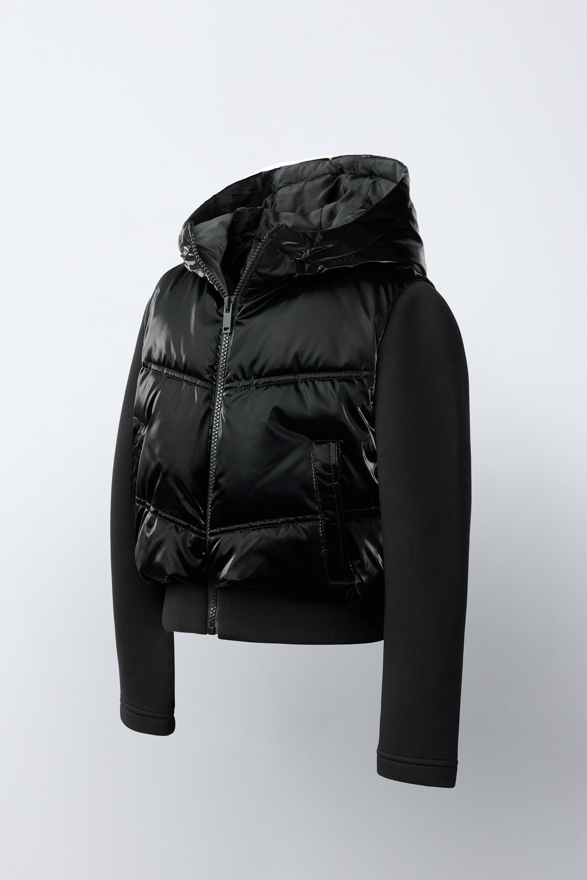 COMBINED QUILTED HOODED JACKET — Black
