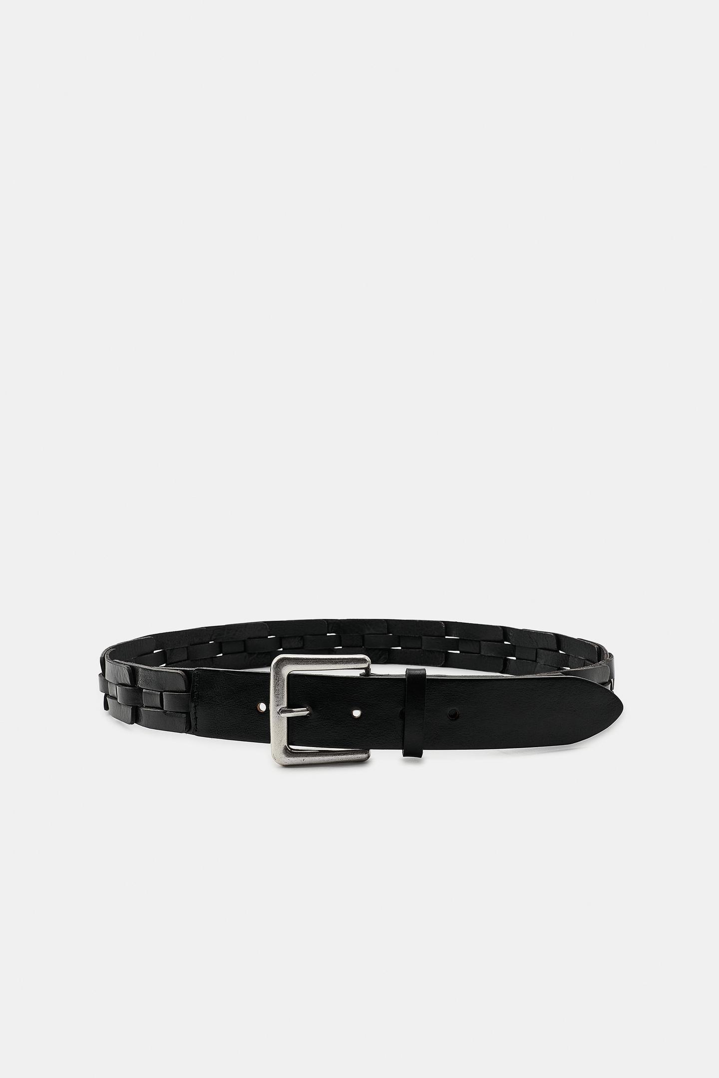Женский ремень Zara 100% Leather Braided Belt, цвет: Чёрный — фото 2