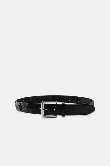 100% LEATHER BRAIDED BELT — Black 2