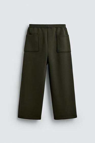 WIDE-LEG INTERLOCK TROUSERS - Dark green by Zara - Image 6