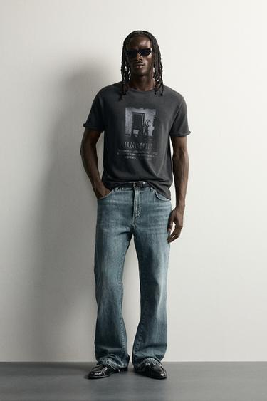 WASHED PRINT KNIT T-SHIRT - Black by Zara - Image 0