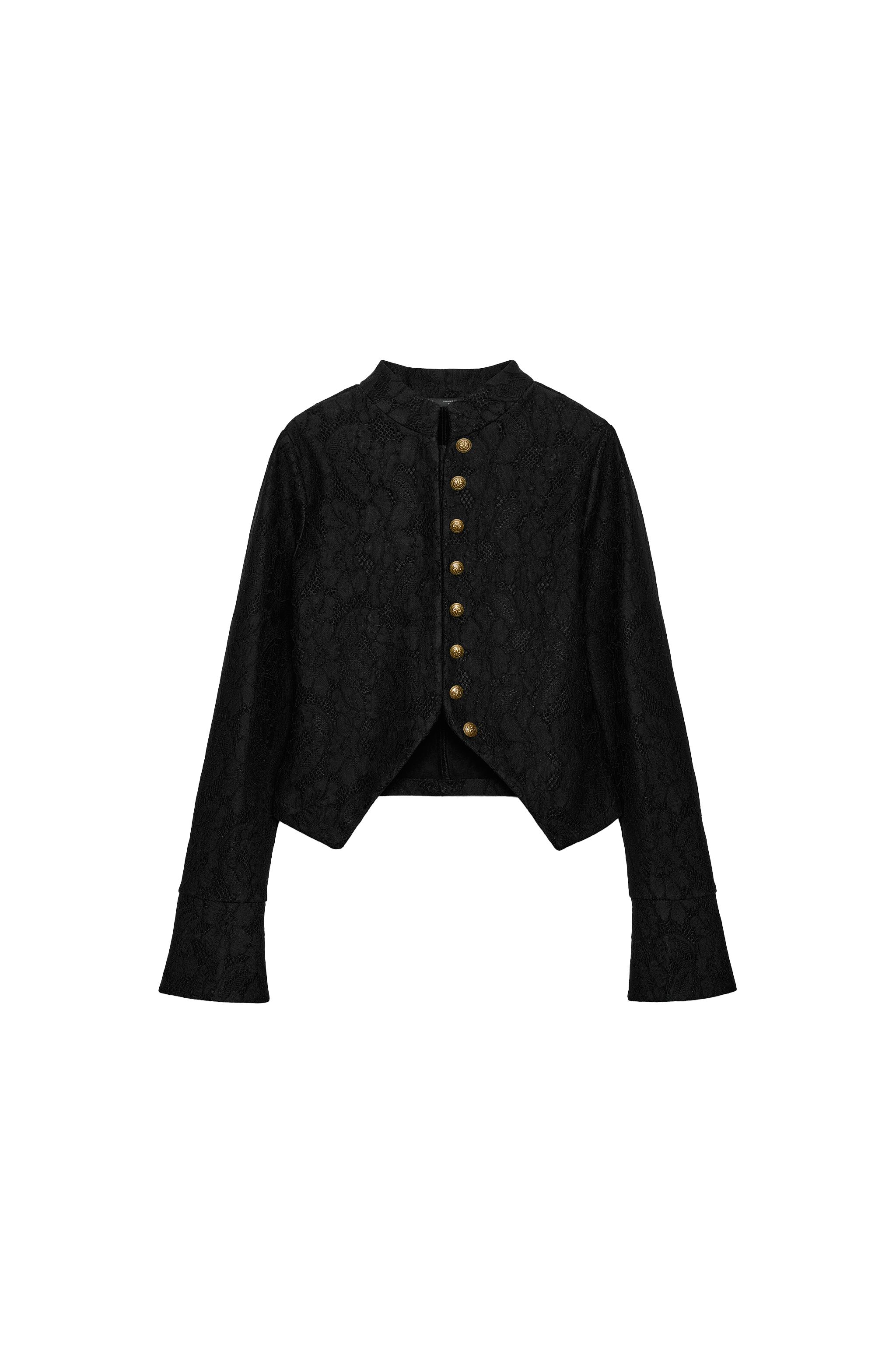 CHAQUETA EFECTO ANTE ENCAJE