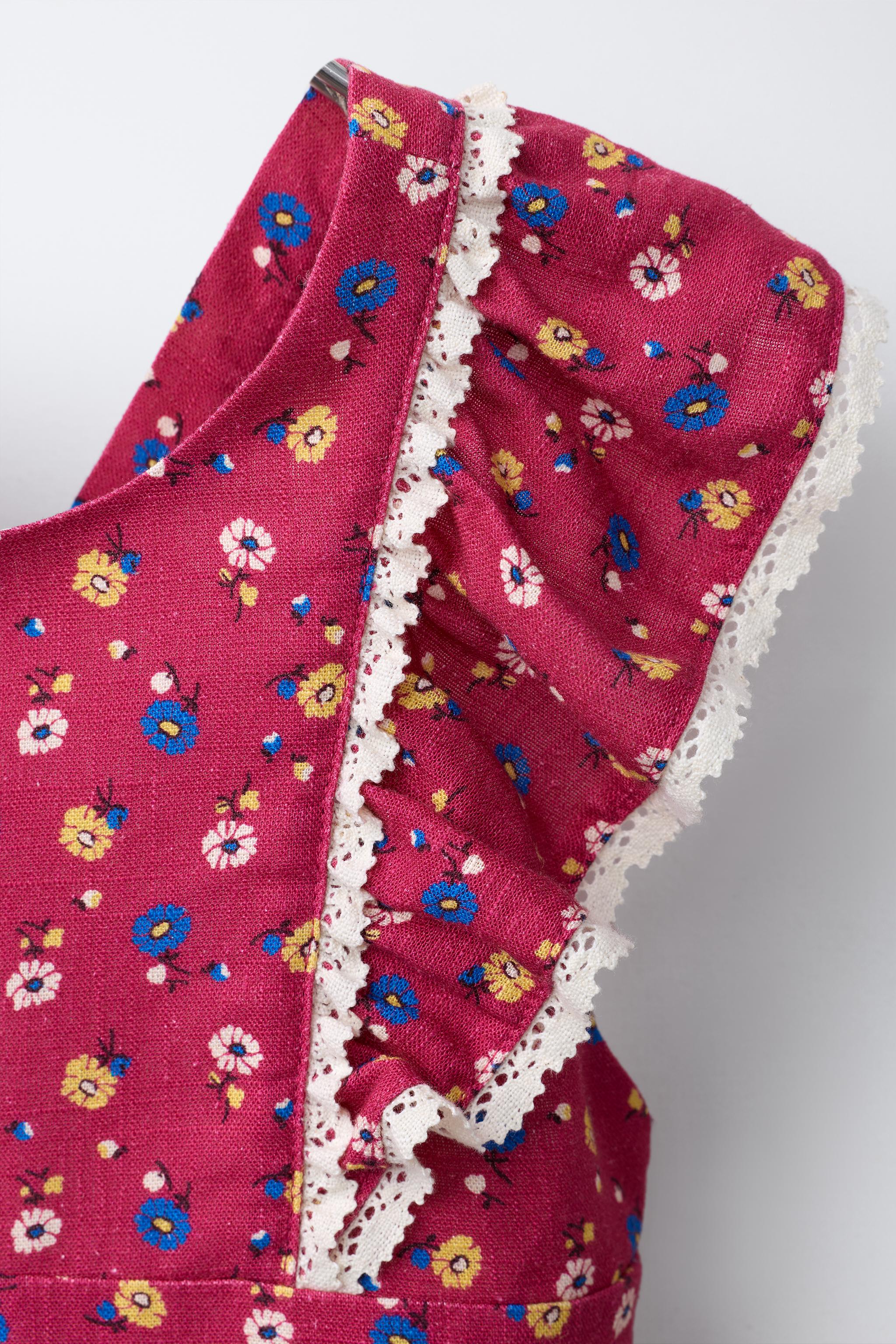FLORAL PRINT DRESS WITH LINEN