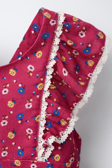 ROBE À IMPRIMÉ FLEURI AVEC LIN - Fuchsia de Zara - Image 2