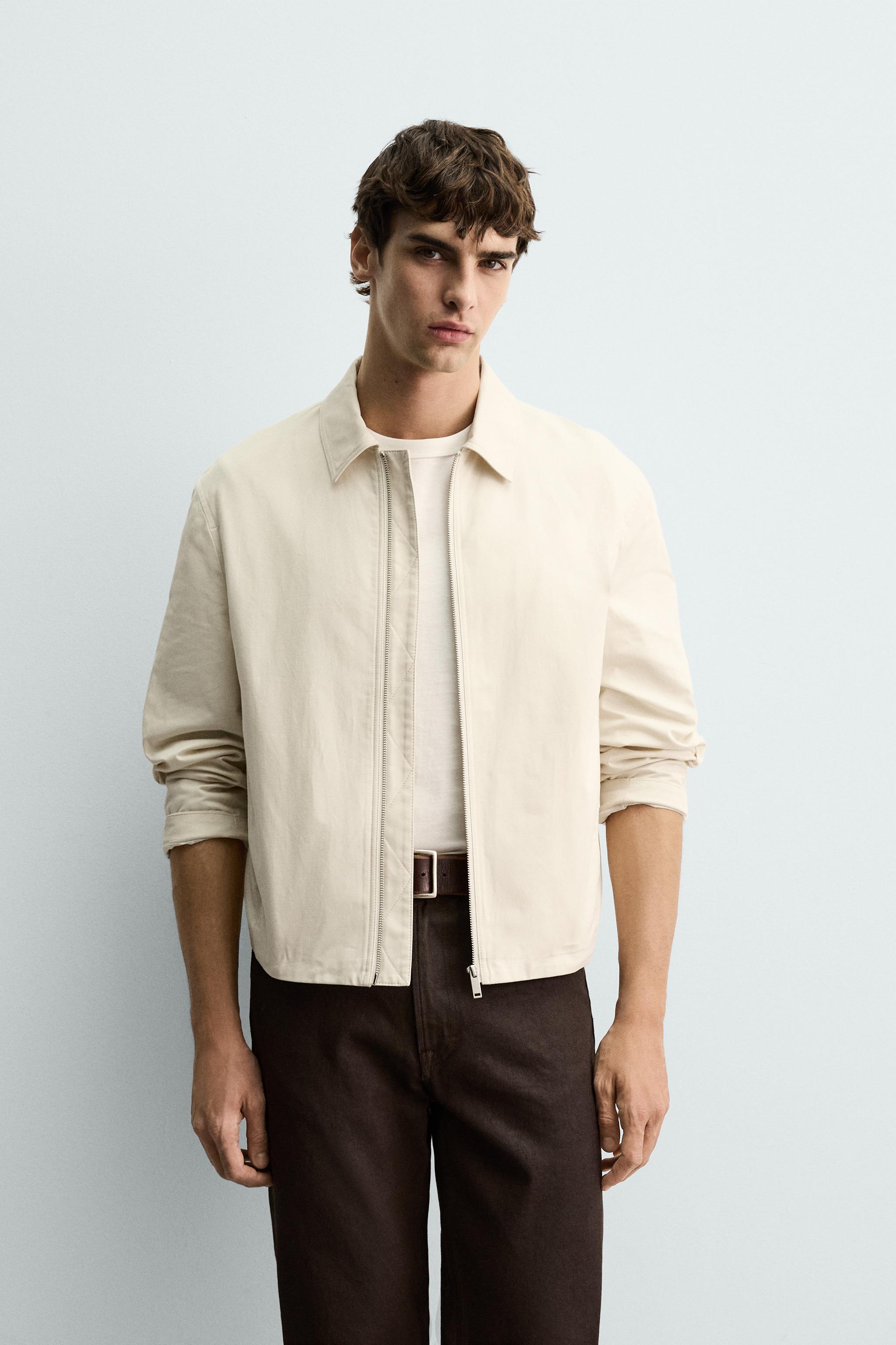 RELAXED FIT PLEATED JACKET - Ecru | ZARA United States