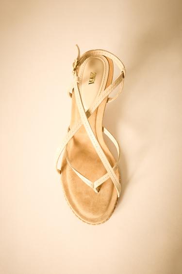 CROSSOVER STRAP SANDALS - Ecru White by Zara