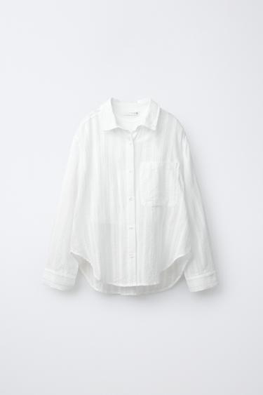 CAMISA BRILLOS Y TOP RIB - Blanco de Zara - Imagen 0