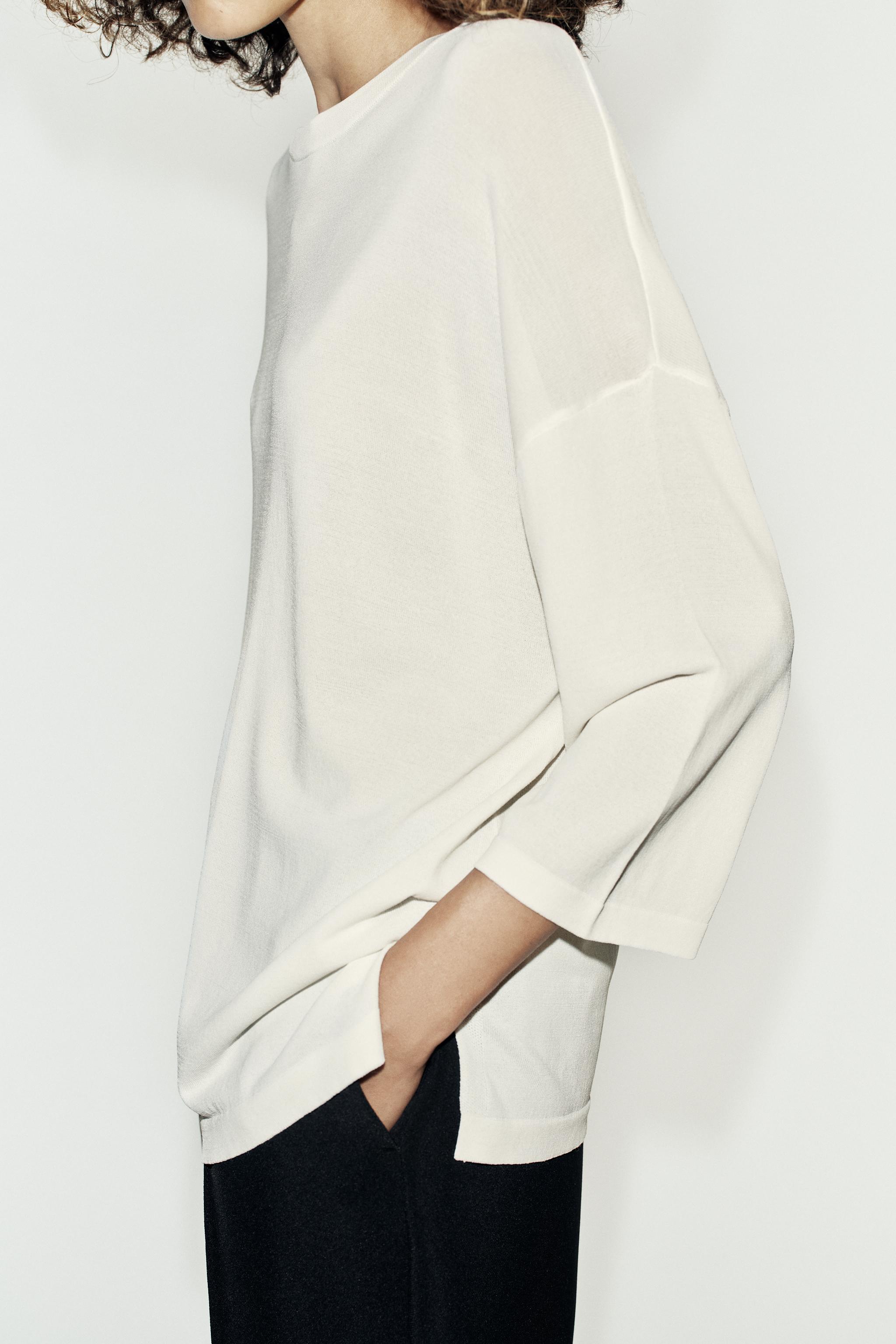 Zara 3/4 Kollu Fine Triko Top görsel 5