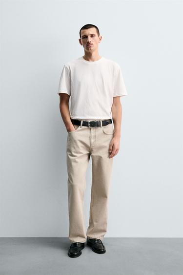 PRINTED STRAIGHT-LEG JEANS - Ecru by Zara - Image 0