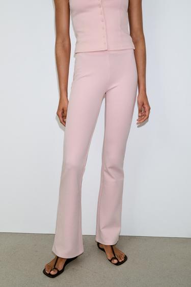 INTERLOCK FLARE TROUSERS - Pink by Zara