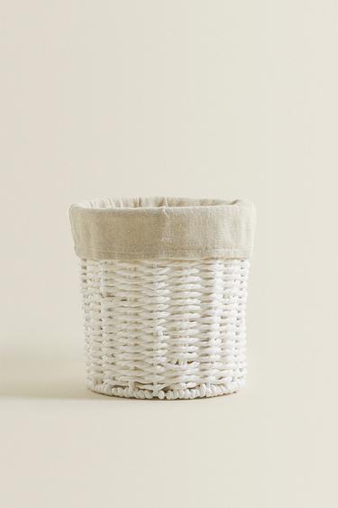 ROUND HAMPER WITH LINEN LINING - White by Zara - Image 0