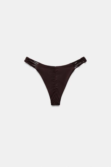 BAS DE BIKINI CROCHET PLIS - Chocolat de Zara - Image 1