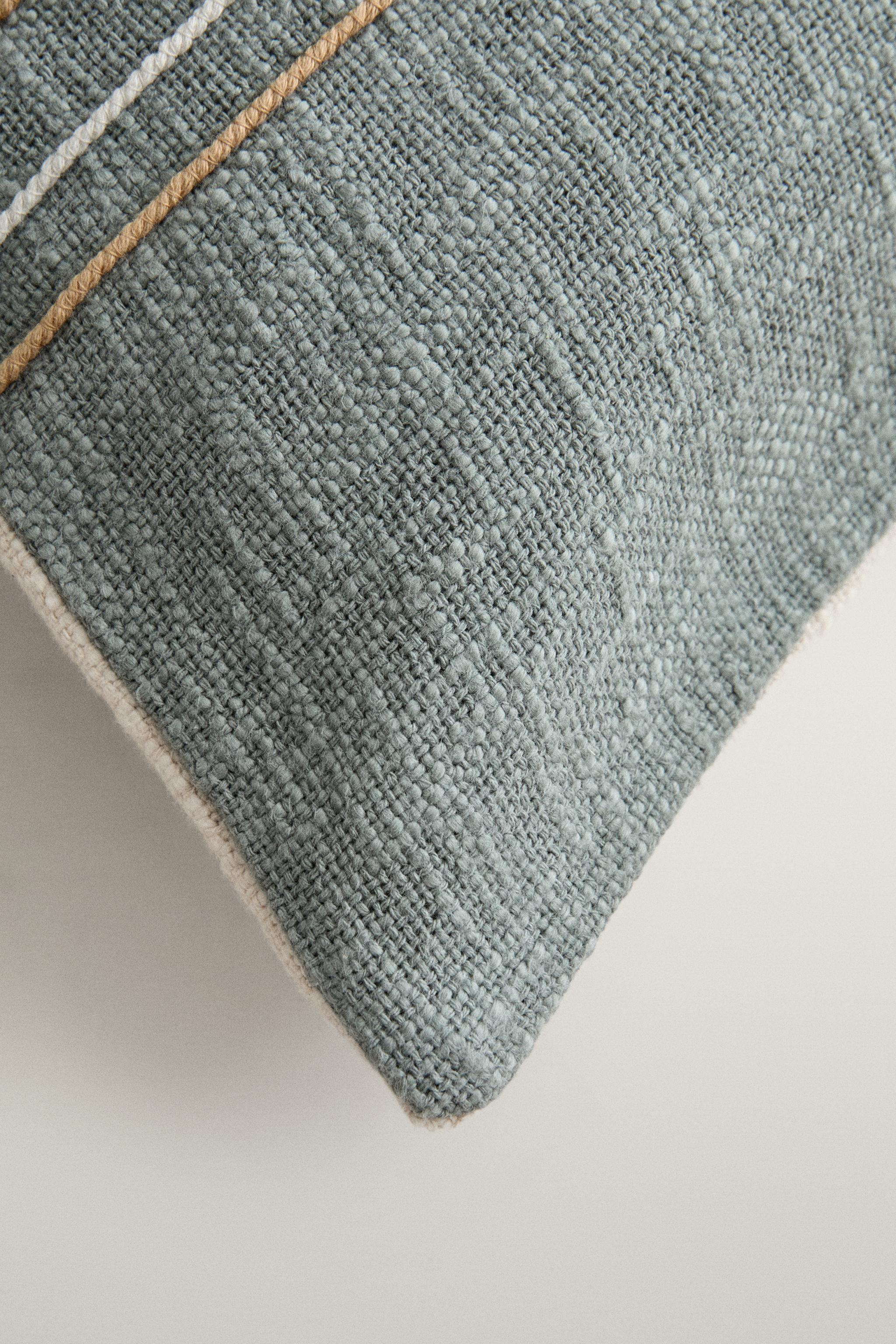 STRIPED THROW PILLOW COVER — Turquoise