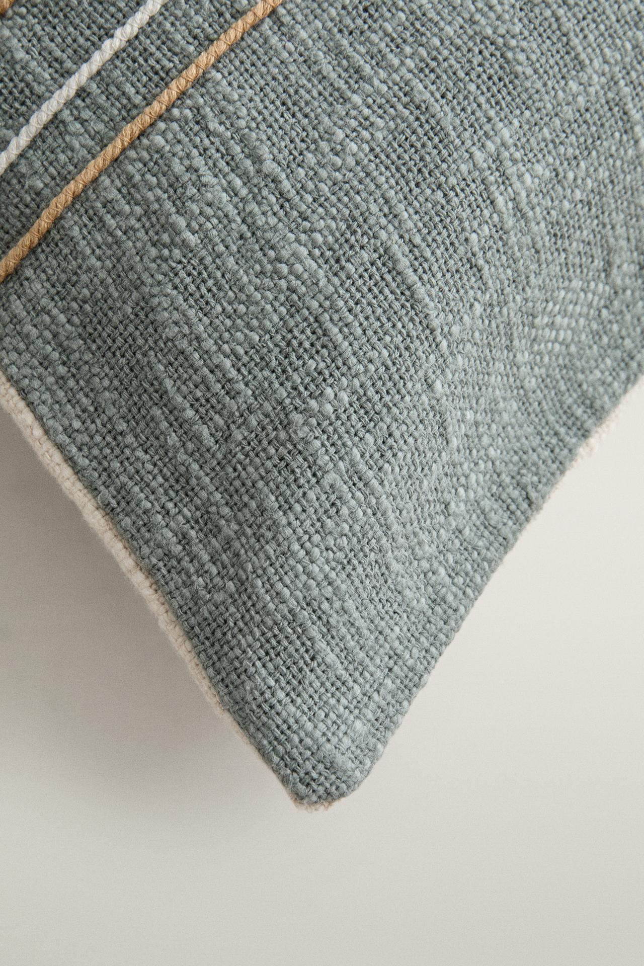 STRIPED THROW PILLOW COVER — Turquoise