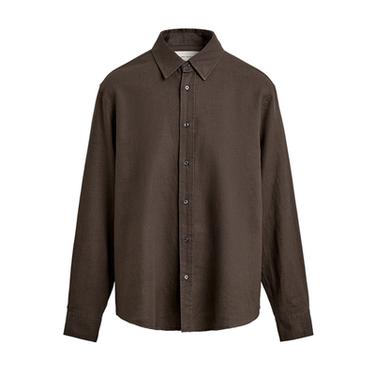 قميص REGULAR FIT كتان - قطن - بني الخاص بـ Zara