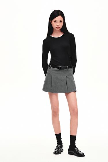 PLEATED SKORT WITH BELT - Grey by Zara